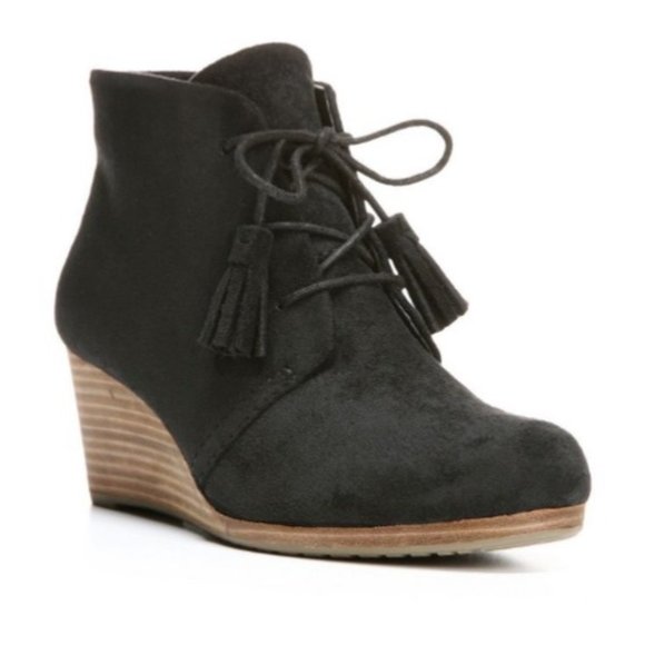 Dr. Scholl's Women's Dakota Wedge Booties Black Microsuede Size 11M NIB - Picture 1 of 6